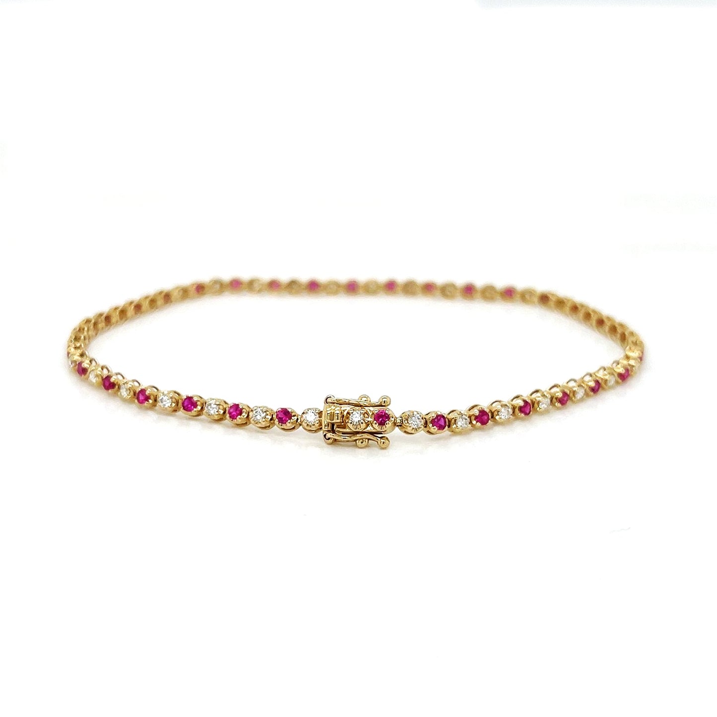 Natural Ruby and Diamond Bracelet, in Yellow Gold