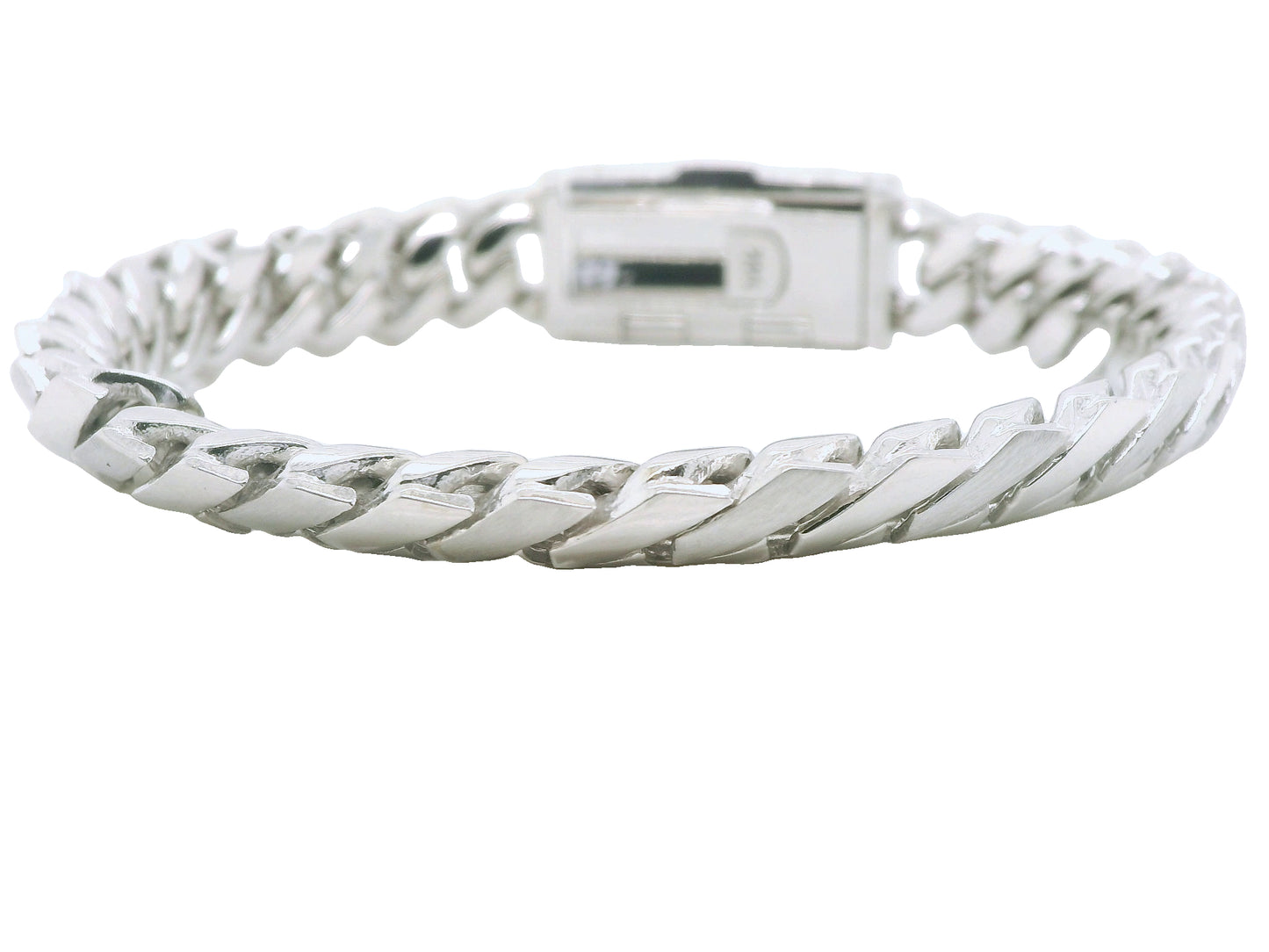 Cuban Link Bracelet with Natural Diamonds, in White Gold