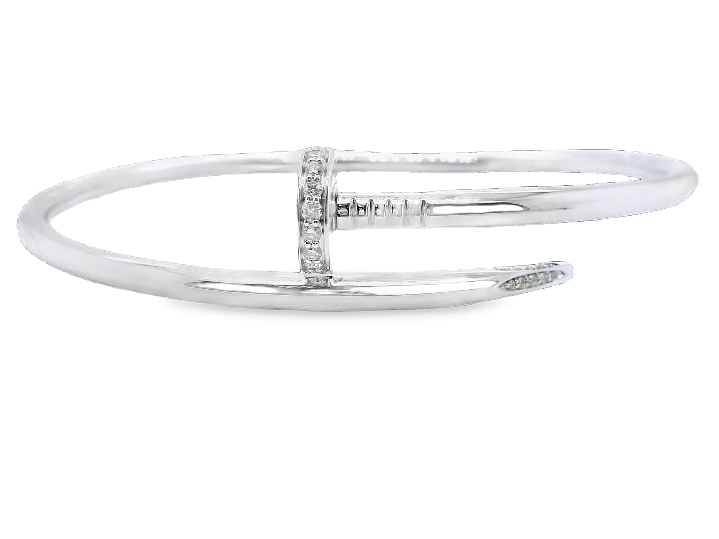 Nail Bangle with Natural Diamonds, in White Gold