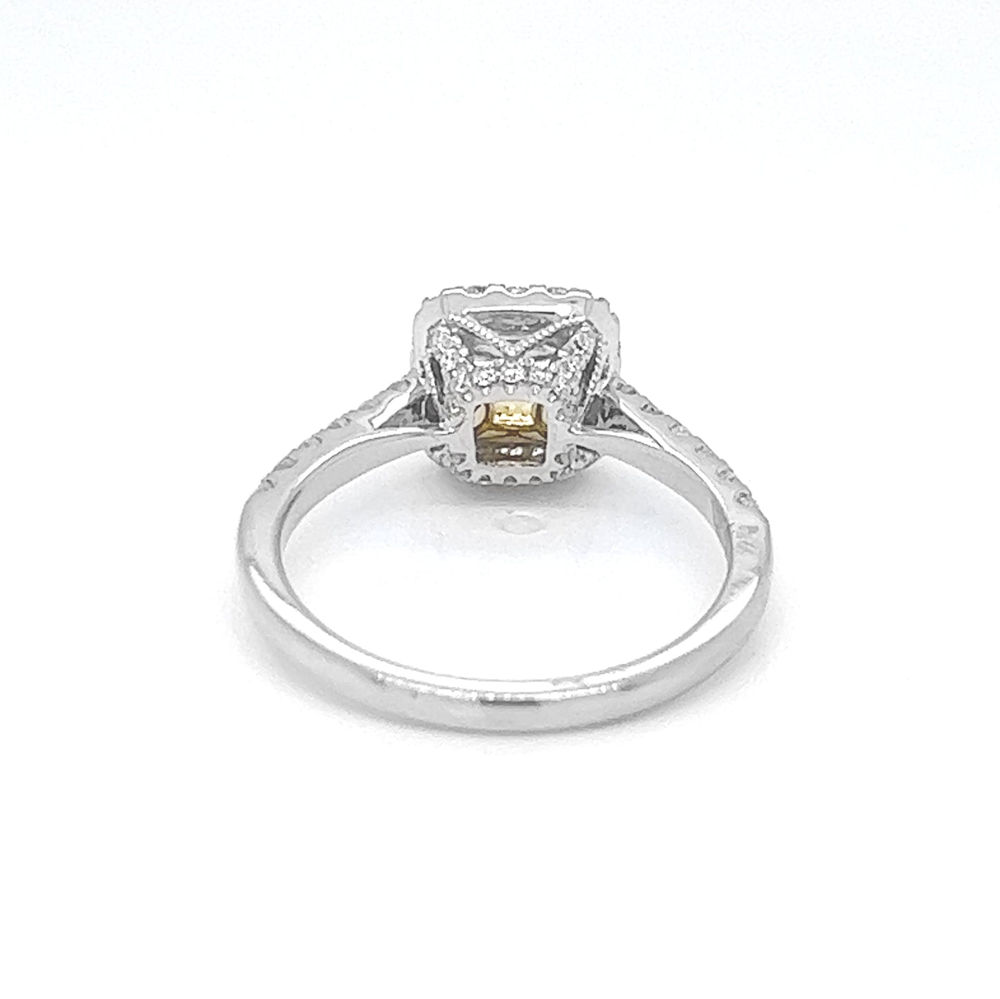 Natural Fancy Yellow Princess Cut Diamond Ring, in White Gol