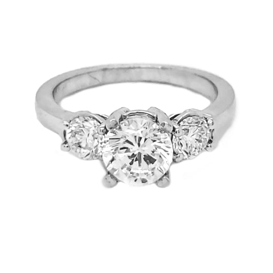 Natural Round Diamond 3 Stone EGL Certified Platinum Ring