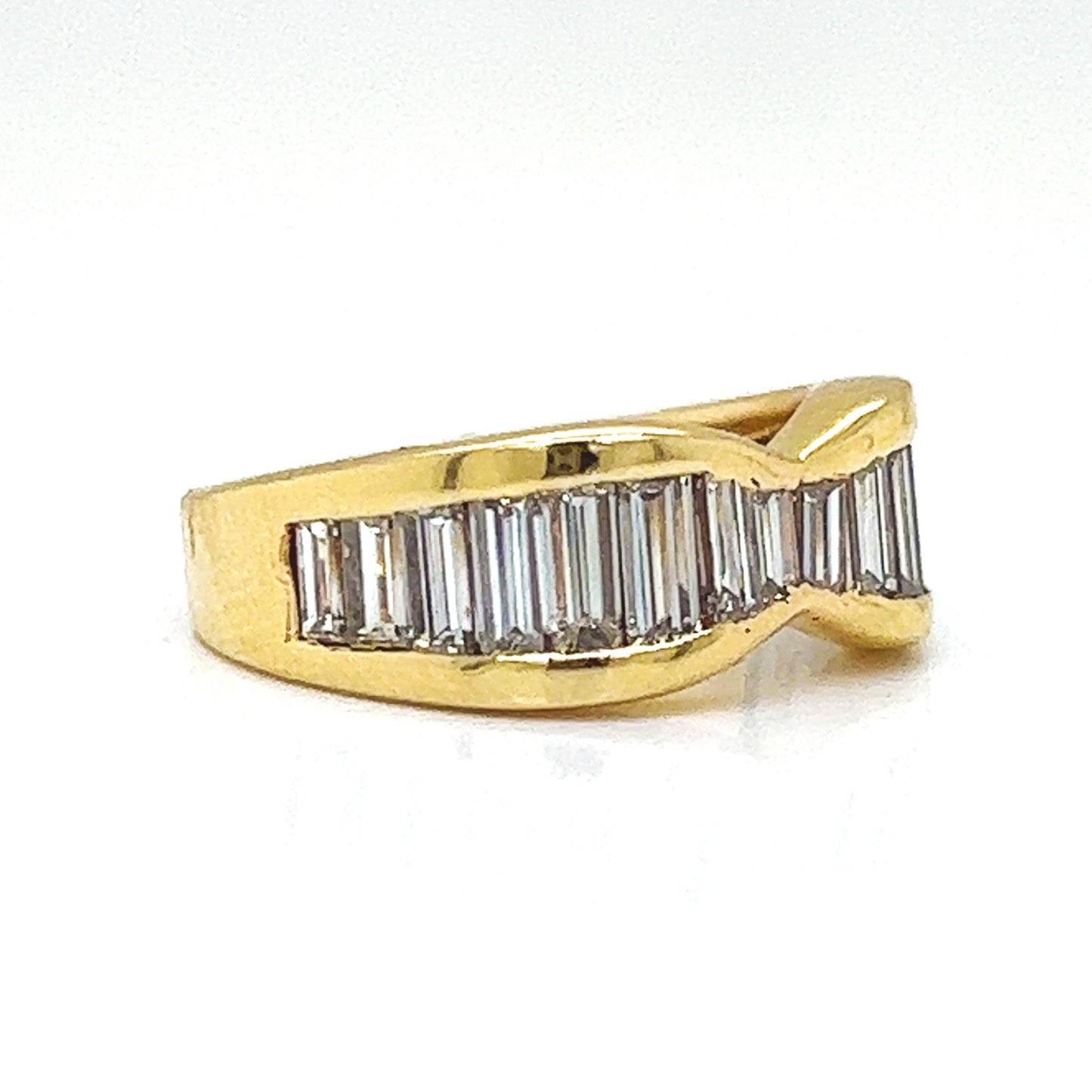 Natural Mined Baguette Diamond Band Ring Yellow Gold