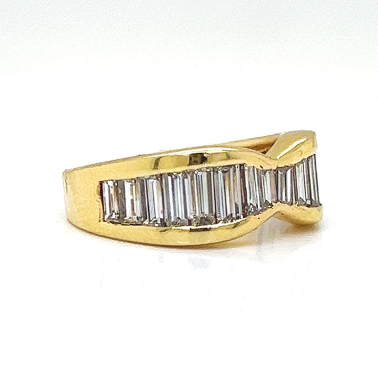 Natural Mined Baguette Diamond Band Ring Yellow Gold