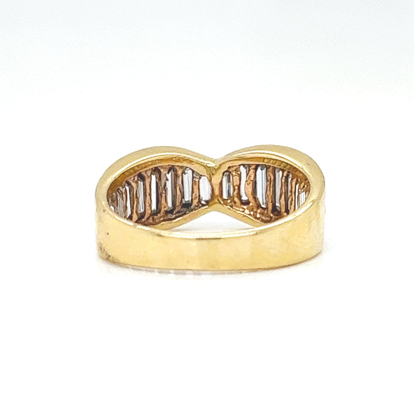 Natural Mined Baguette Diamond Band Ring Yellow Gold