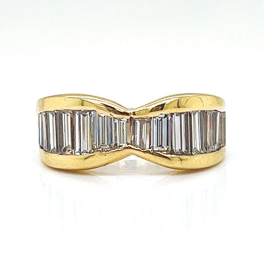 Natural Mined Baguette Diamond Band Ring Yellow Gold