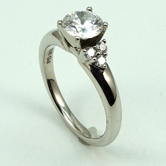 Cubic Zirconia & Natural Diamonds Bridal Platinum Ring