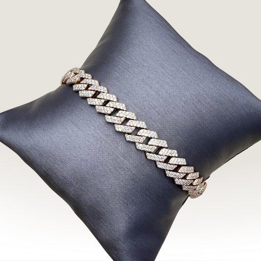 Natural Mined Diamond Cuban Link Bracelet Yellow Gold