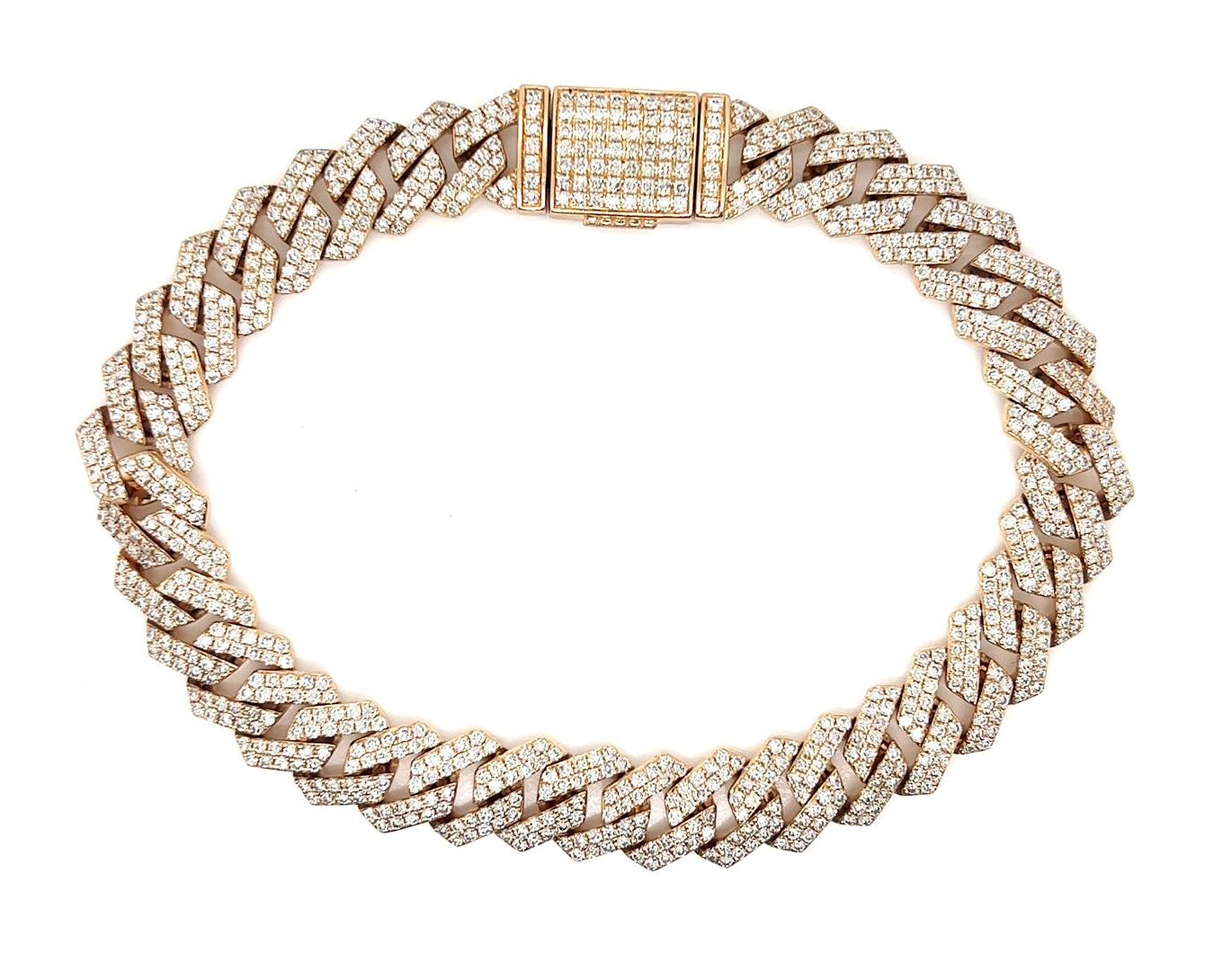 Natural Mined Diamond Cuban Link Bracelet Yellow Gold