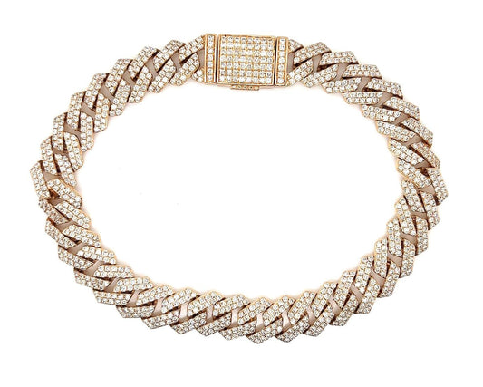 Natural Mined Diamond Cuban Link Bracelet Yellow Gold