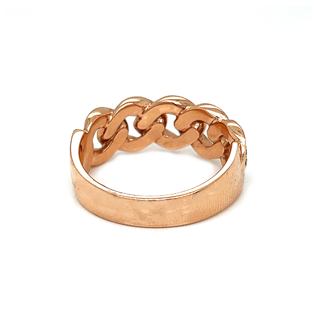 Natural Round Diamond Cuban Band Ring, in White Gold