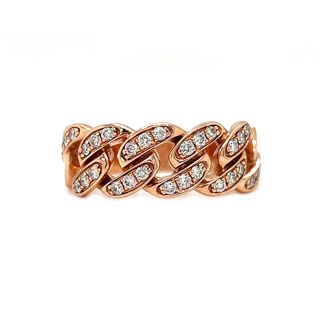 Natural Round Diamond Cuban Band Ring, in White Gold