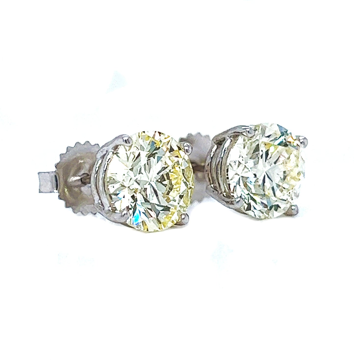 5 ct.tw. Natural Round Diamond Earring Studs, in White Gold