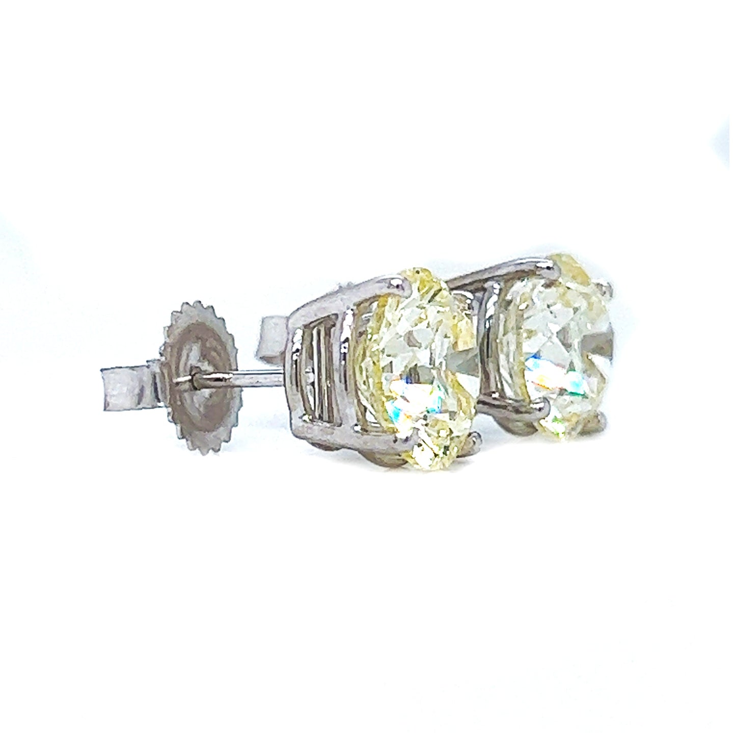 5 ct.tw. Natural Round Diamond Earring Studs, in White Gold