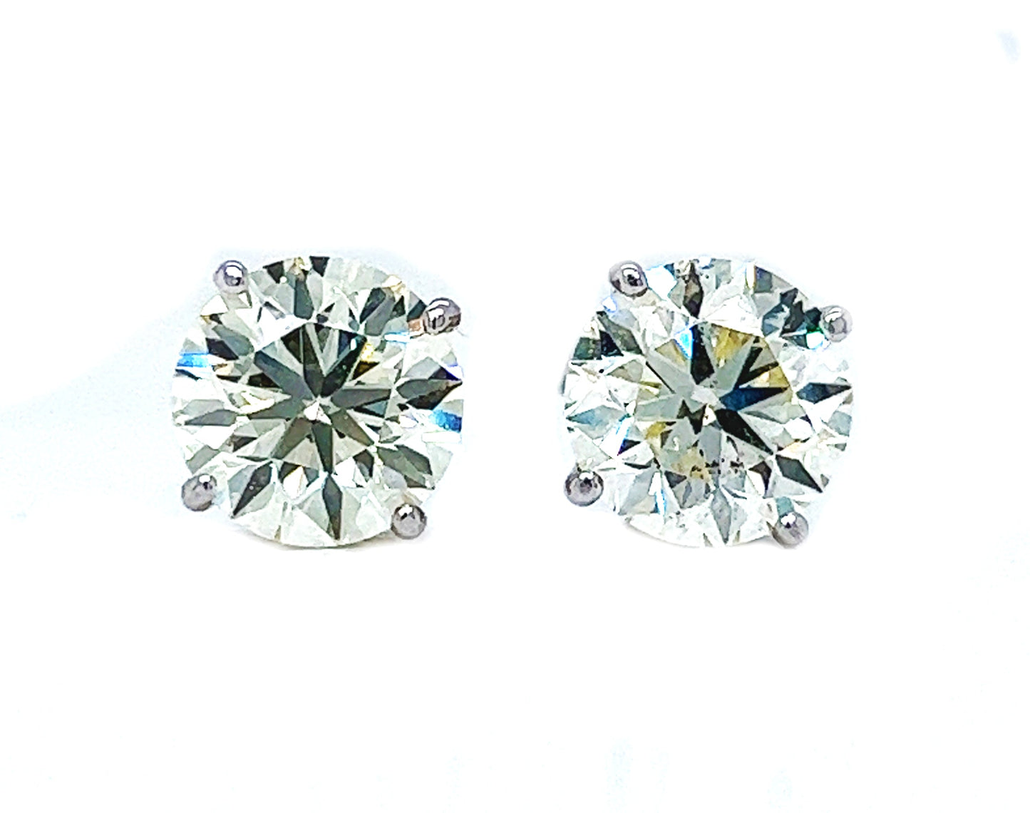 5 ct.tw. Natural Round Diamond Earring Studs, in White Gold
