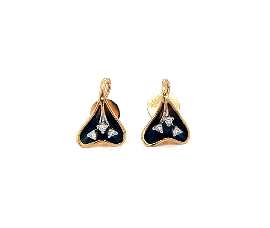 Natural Diamond Flower Cocktail Stud Earrings, in Yellow Gold
