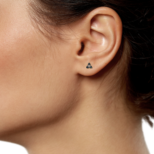 Natural Diamond Flower Cocktail Stud Earring, in Yellow Gold