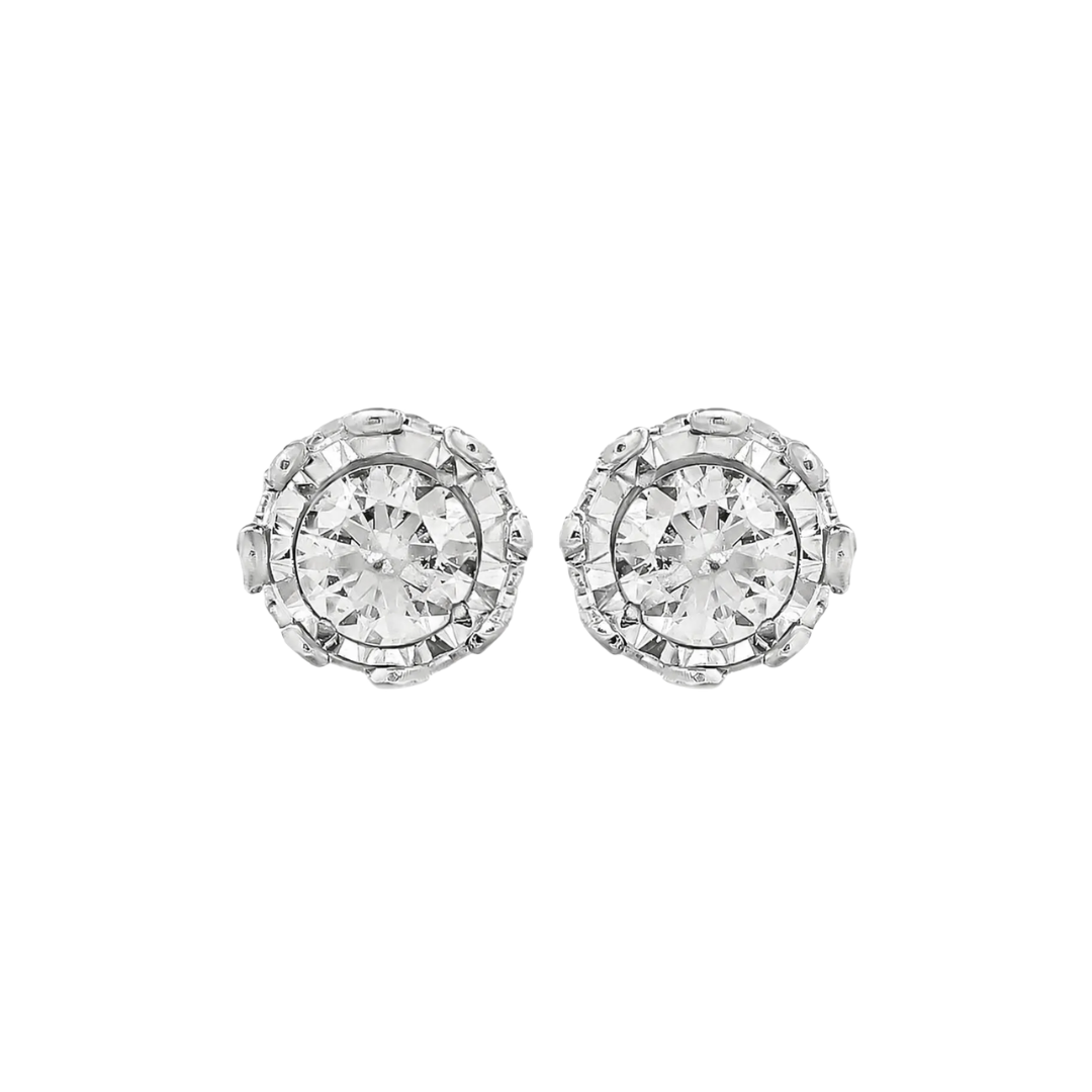 Diamond pair stud earrings front
