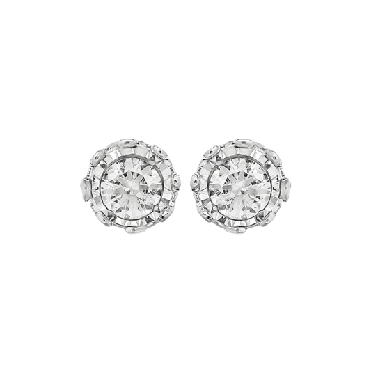 Diamond pair stud earrings front