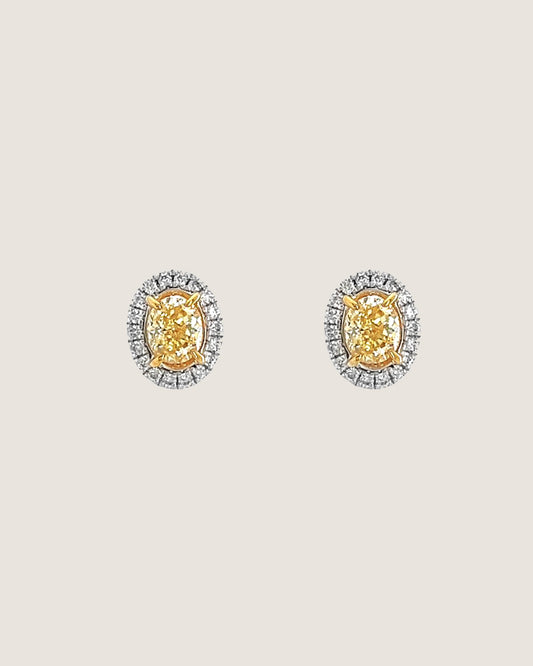 4.60 Carat Natural Mined Fancy Yellow Diamond Marquise and Oval 18KT White Gold