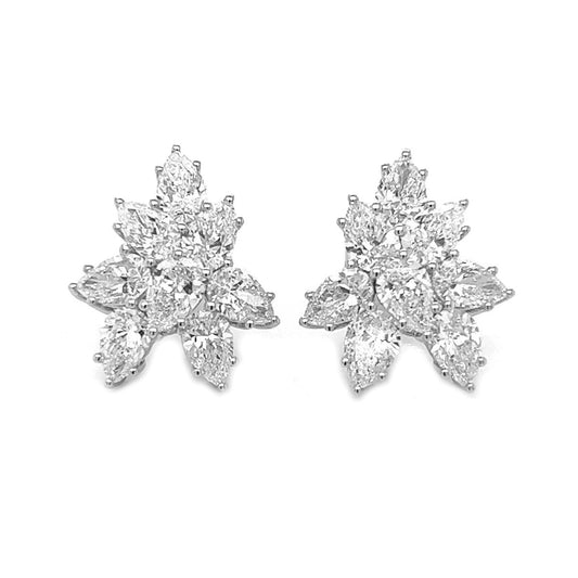 4.99 ct.tw. Natural Pear Shaped Diamond Cluster Cocktail Earrings, in White Gold