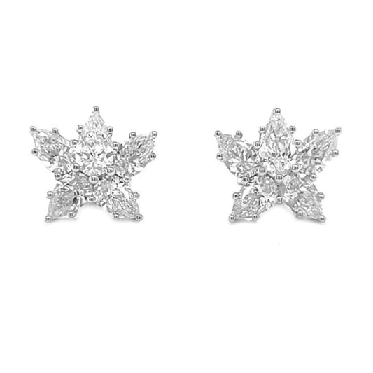 2.59 ct.tw. Natural Pear Shaped Diamond Cluster Cocktail Earrings, in White Gold