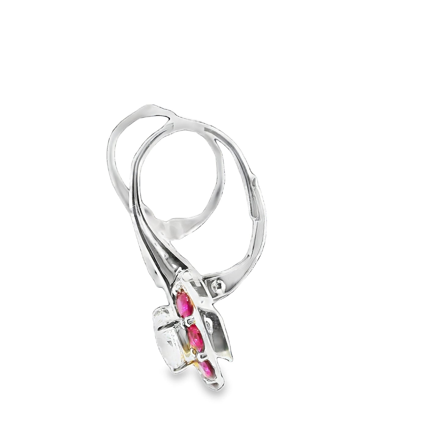 Natural Diamond and Ruby Earrings, in Platinum