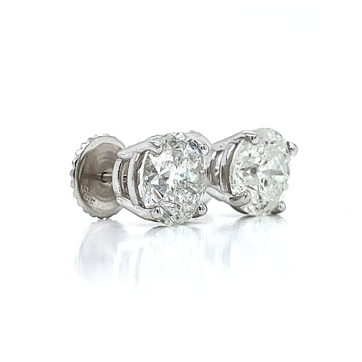 6.27 ct.tw. Carat Natural Round Diamond Stud Earrings, in White Gold