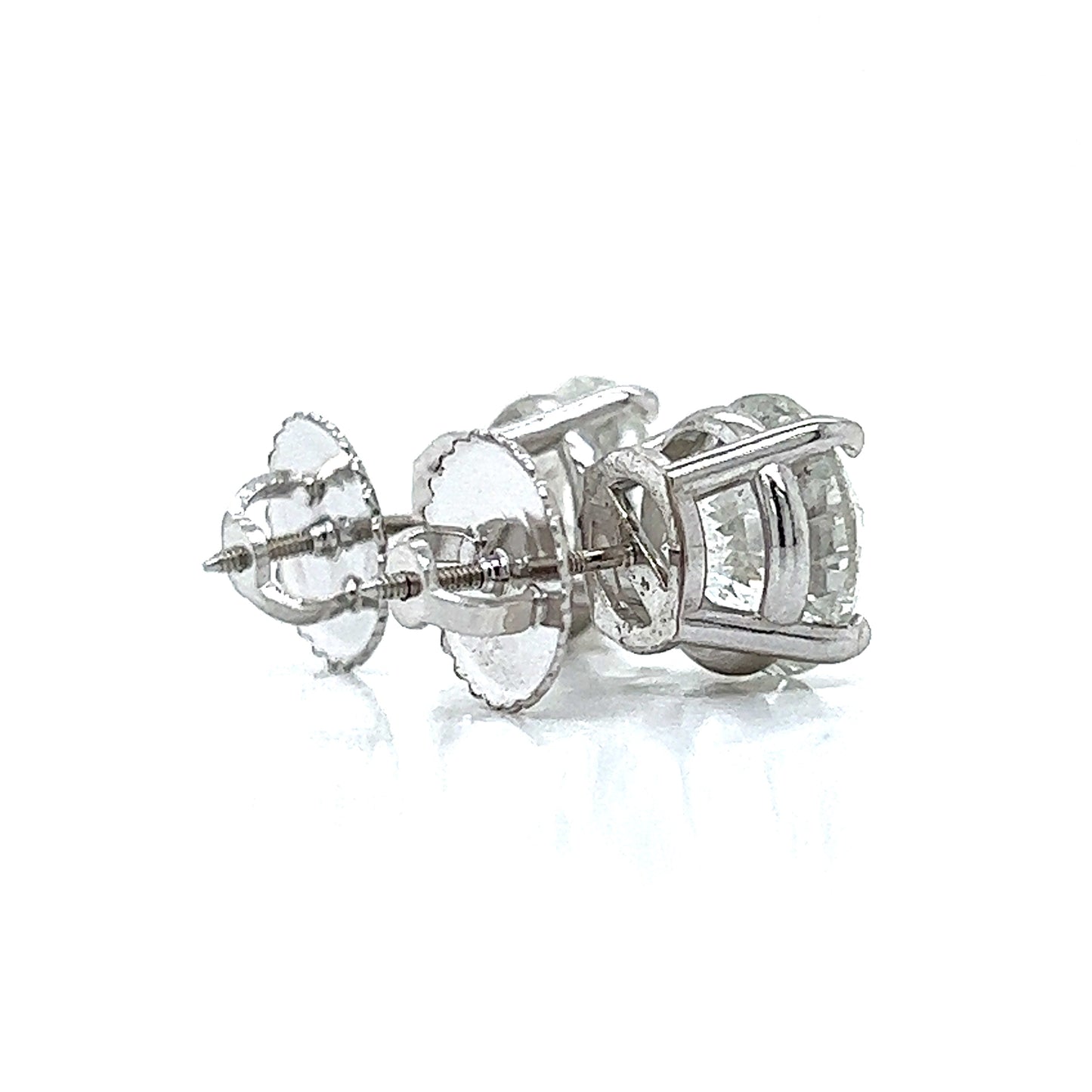 6.27 ct.tw. Carat Natural Round Diamond Stud Earrings, in White Gold