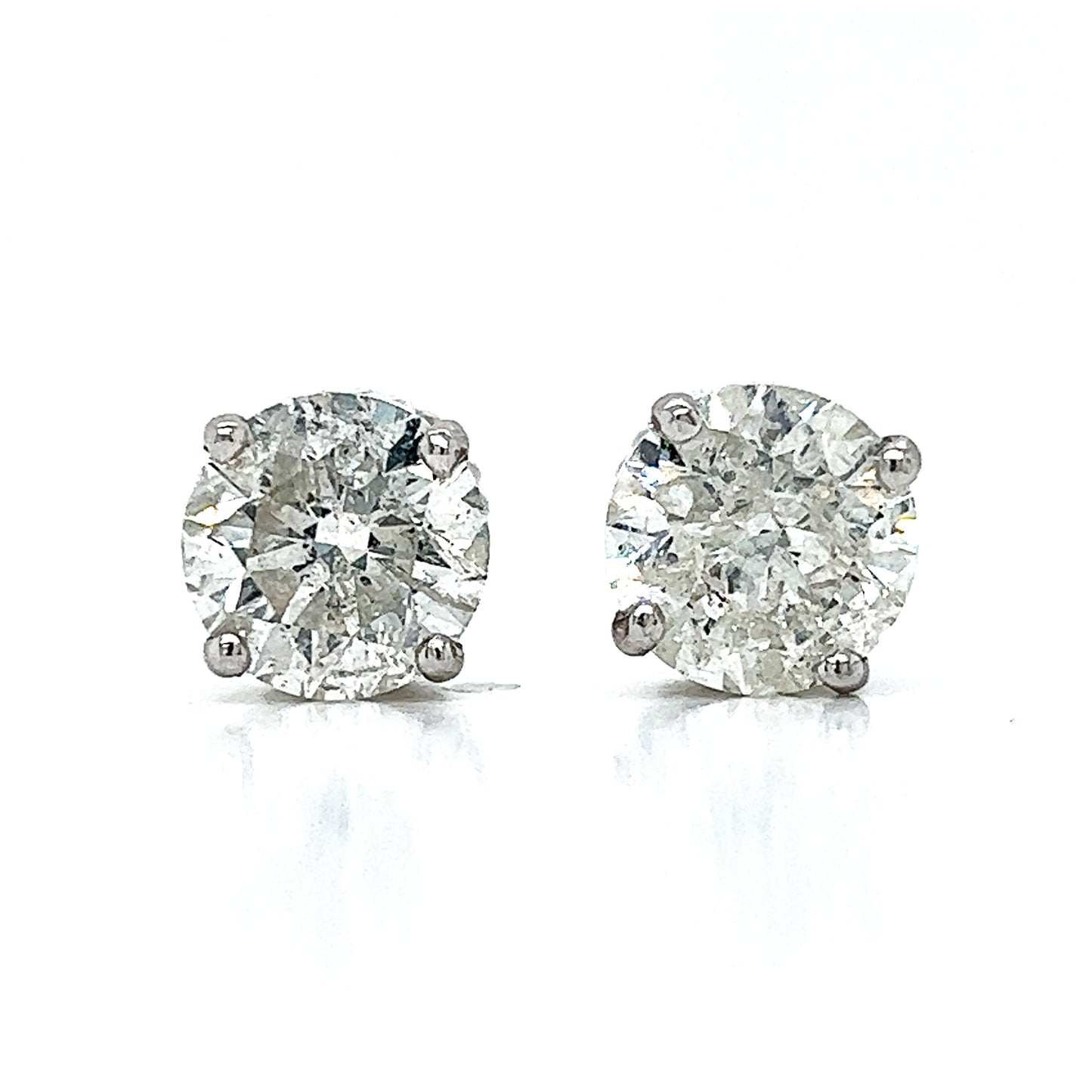 6.27 ct.tw. Carat Natural Round Diamond Stud Earrings, in White Gold