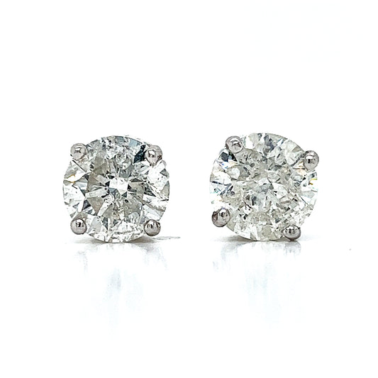 6.27 ct.tw. Carat Natural Round Diamond Stud Earrings, in White Gold