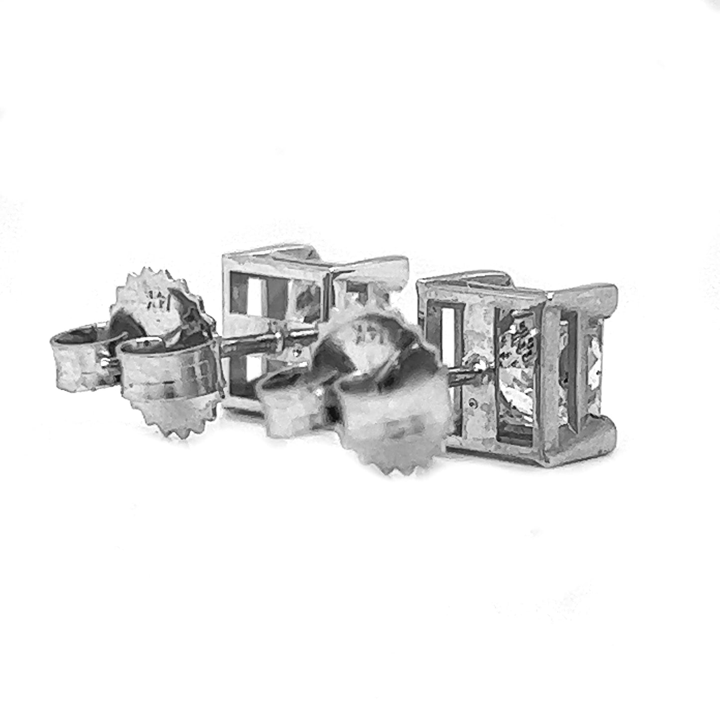 2 ct.tw. Natural Princess Cut Diamond Studs Earring, in White Gold