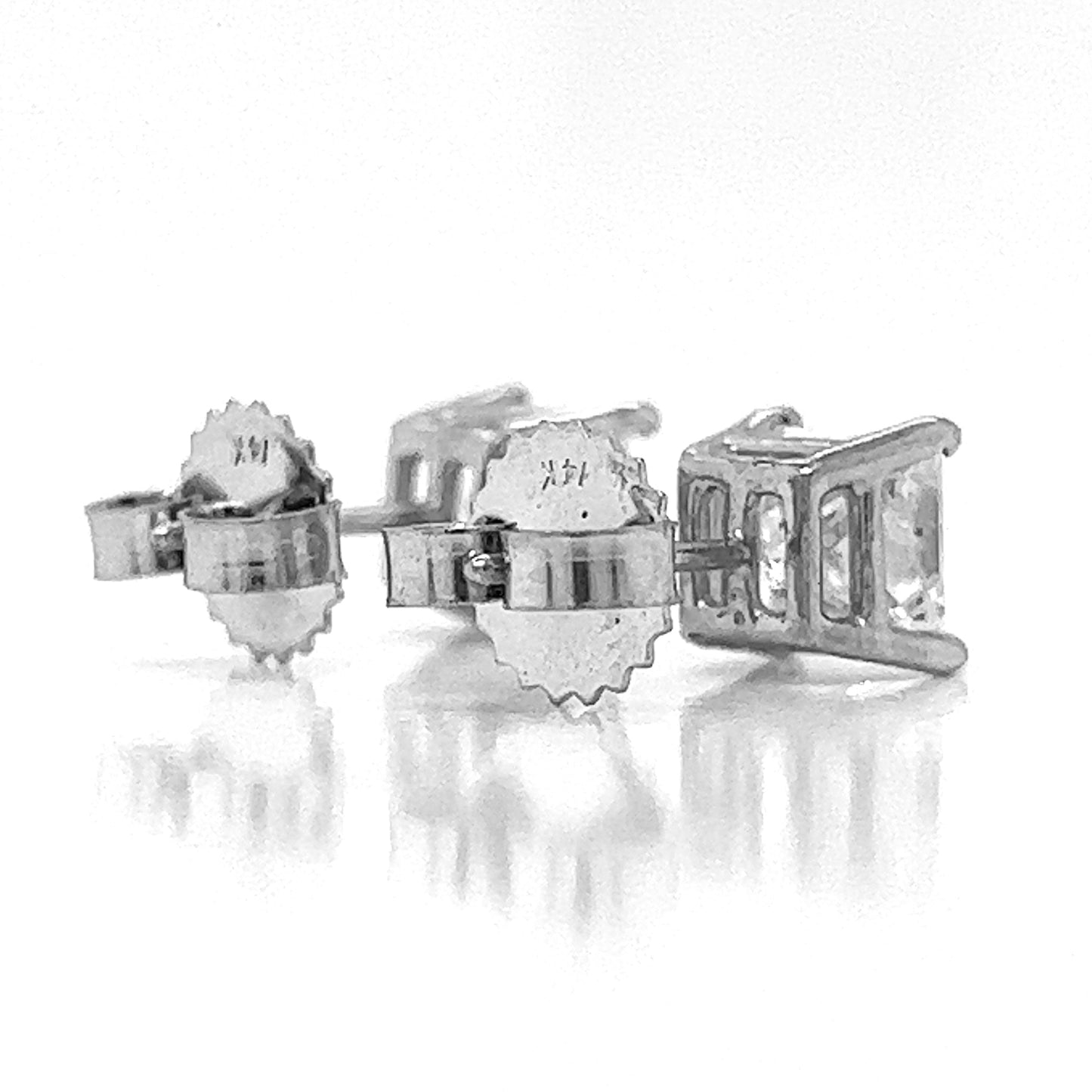 2.06 ct.tw. Natural Princess Cut Diamond Stud Earrings, in White Gold