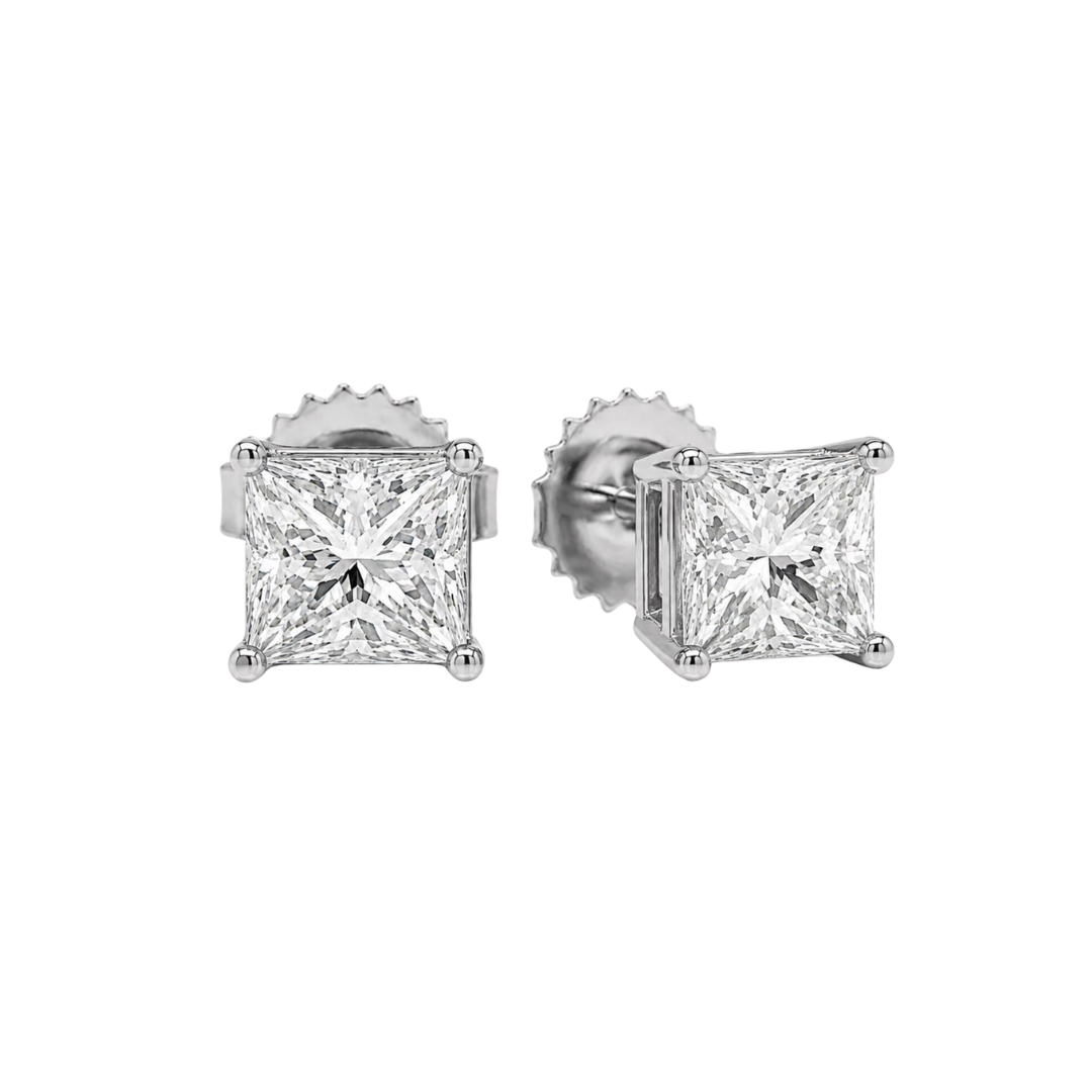 princess cut diamond stud earring