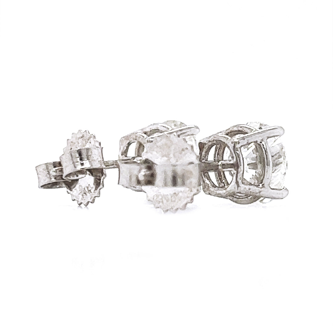 3.19 ct.tw. Natural Diamond Round Stud Earrings, in White Gold