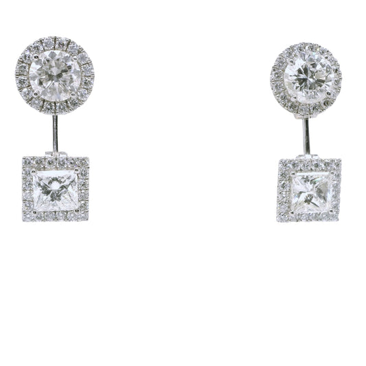 6.63 ct.t.w. Natural Diamond Halo Cocktail Earrings, in White Gold
