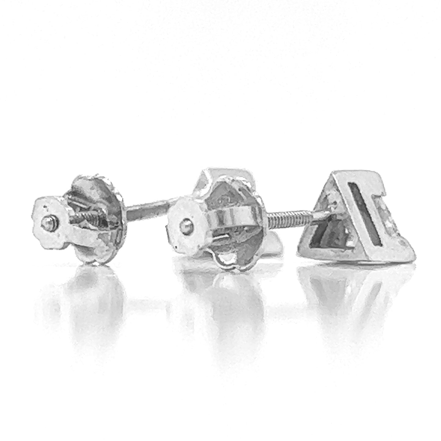 Natural Triangle Diamond Stud Earrings, in White Gold