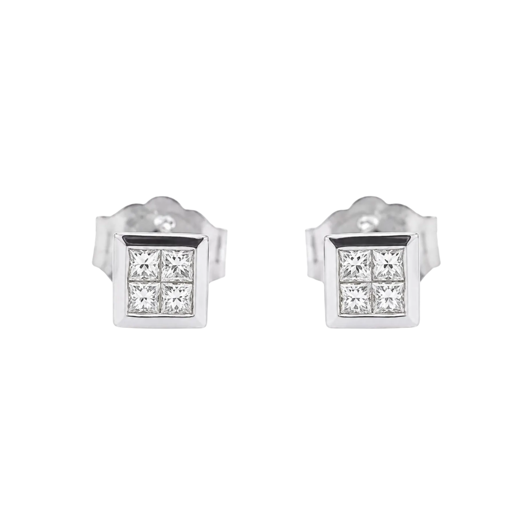 Natural Diamond Earring Studs, in White Gold