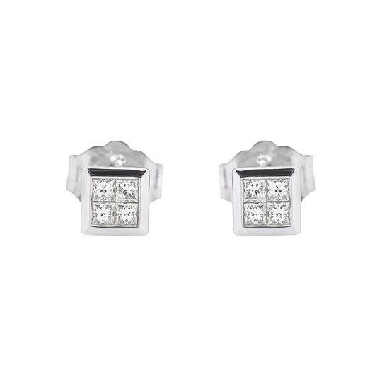 Natural Diamond Earring Studs, in White Gold