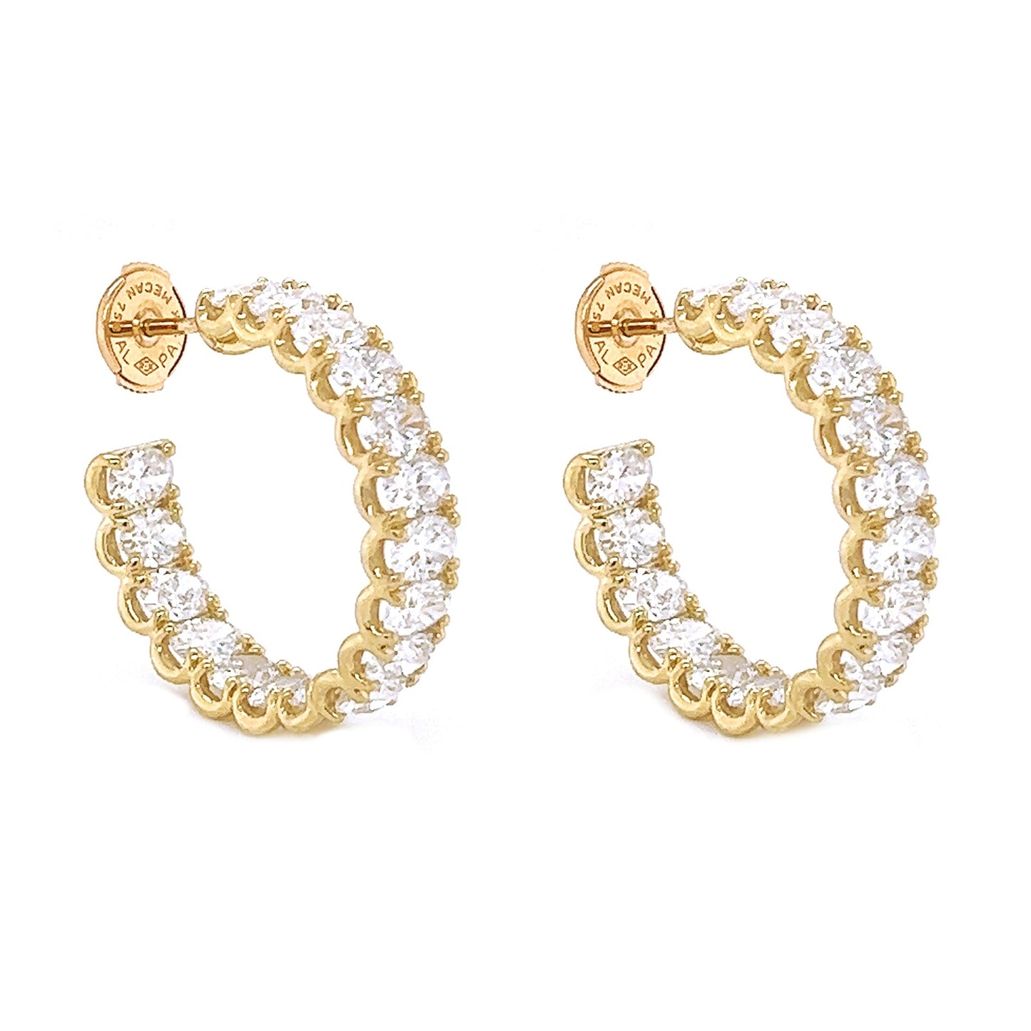 Natural Oval Cut Diamond Inside-Out Hoop Earrings, in Yellow Gold