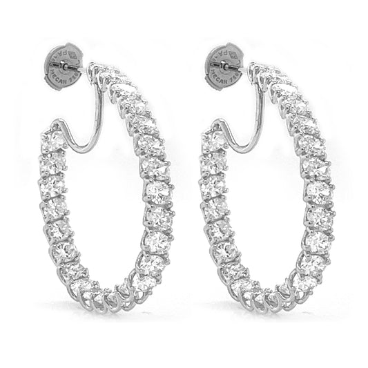 Natural Mined Oval Cut Diamond Inside-Out Hoop Earrings White Gold