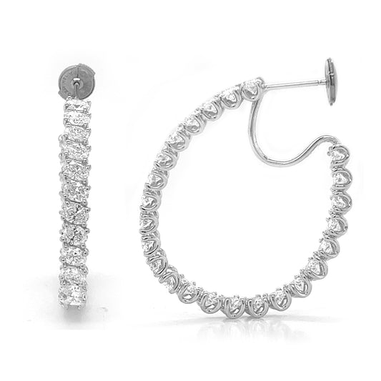 Natural Oval Cut Diamond Inside-Out Hoop Earrings, in White Gold