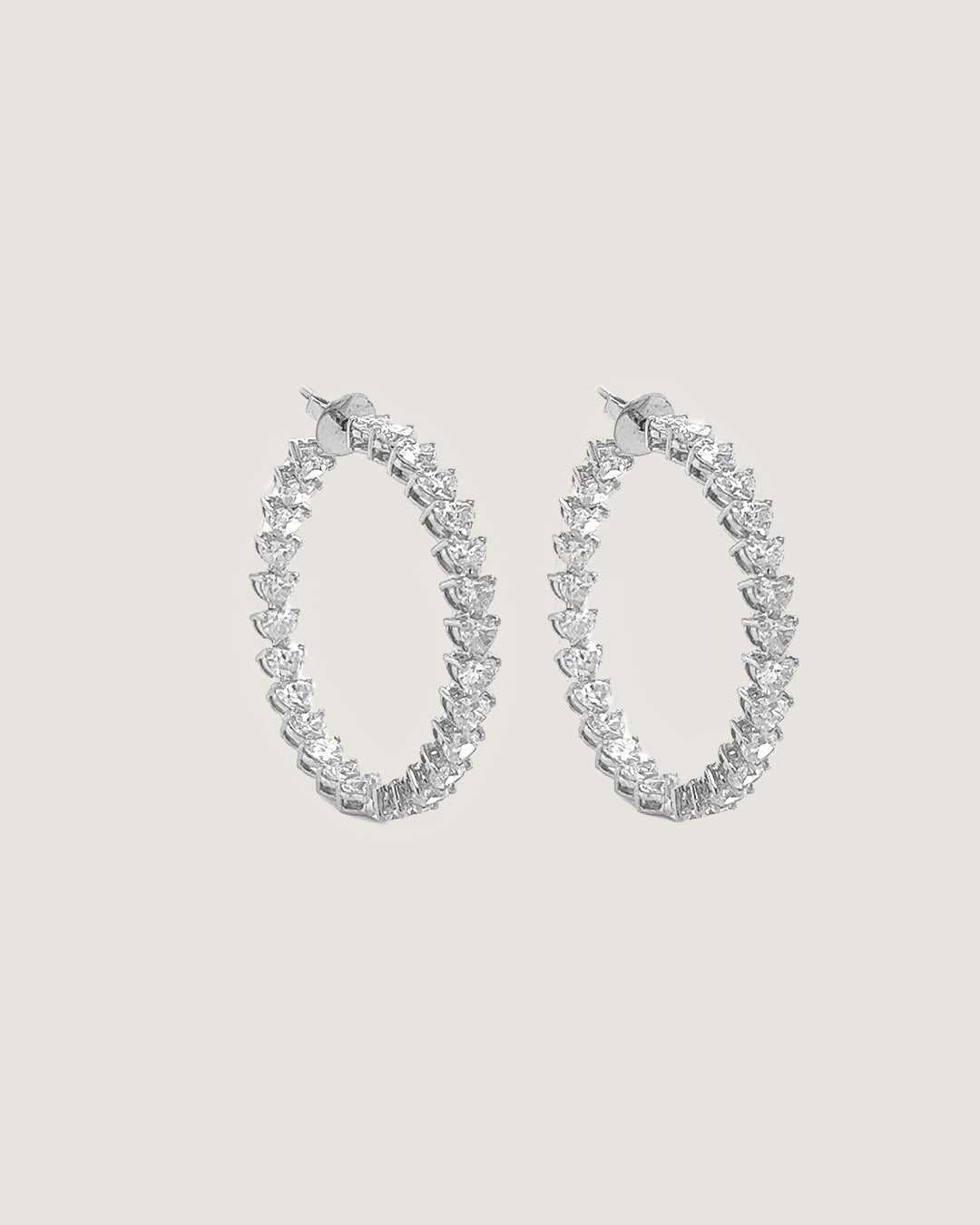 Heartbeat Diamond Inside-Out Hoop Earrings, in White Gold