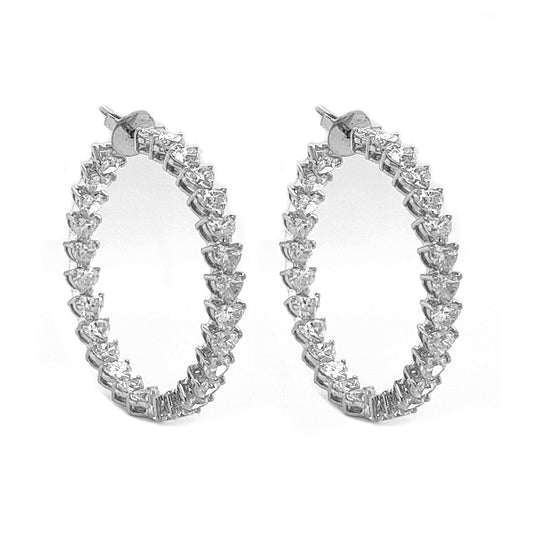 Natural Heart Cut Diamond Inside-Out Hoop Earrings White Gold