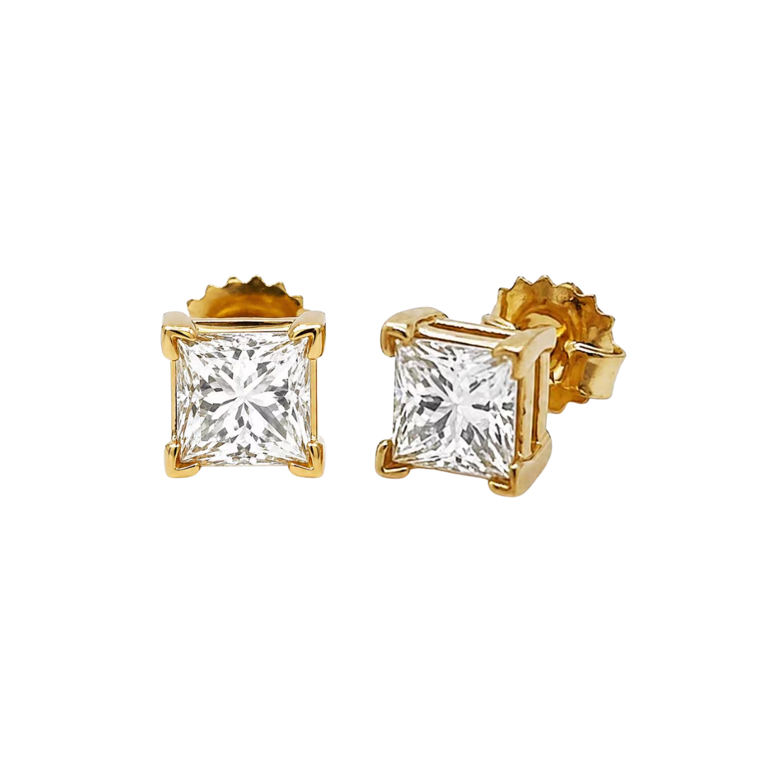 yellow gold diamond stud earrings front
