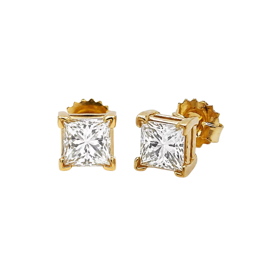 yellow gold diamond stud earrings front