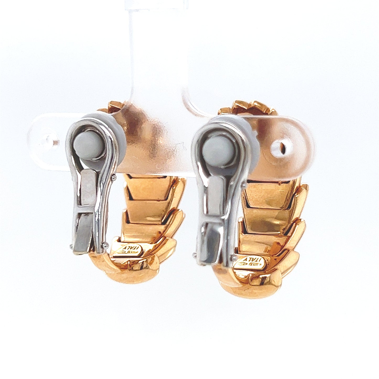 Roberto Coin Diamond Hoop Cobra Cocktail Earrings Rose Gold