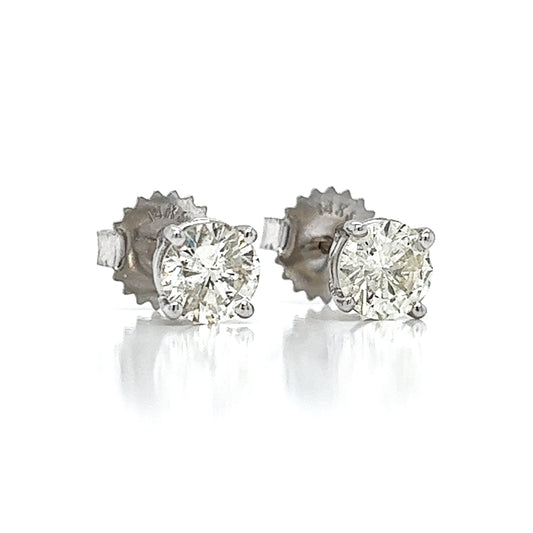 1.20 ct.tw. Natural Round Diamond Stud Earrings, in White Gold