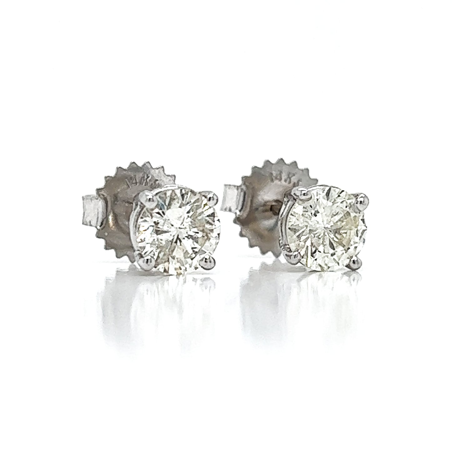 1.20 ct.tw. Natural Round Diamond Stud Earrings, in White Gold