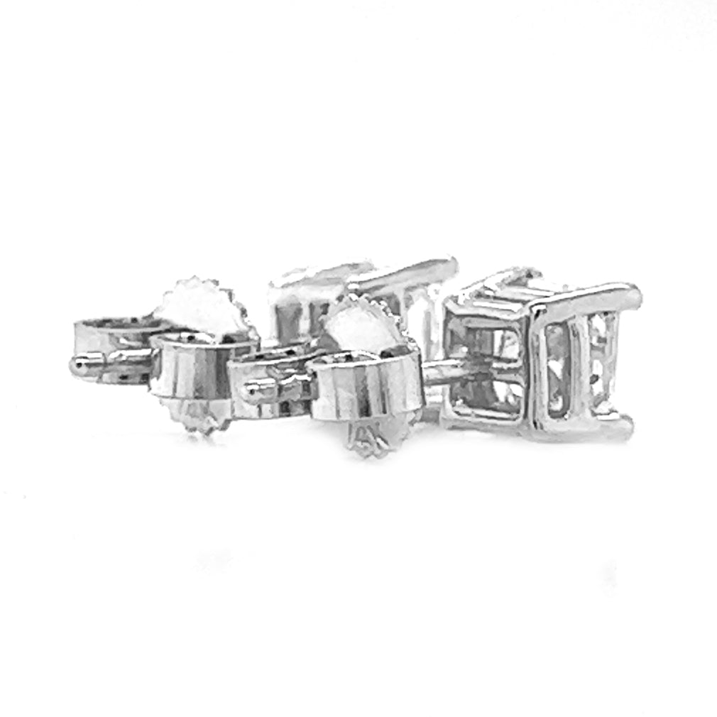 1.13 ct.tw. Natural Princess Cut Diamond Stud Earrings, in White Gold