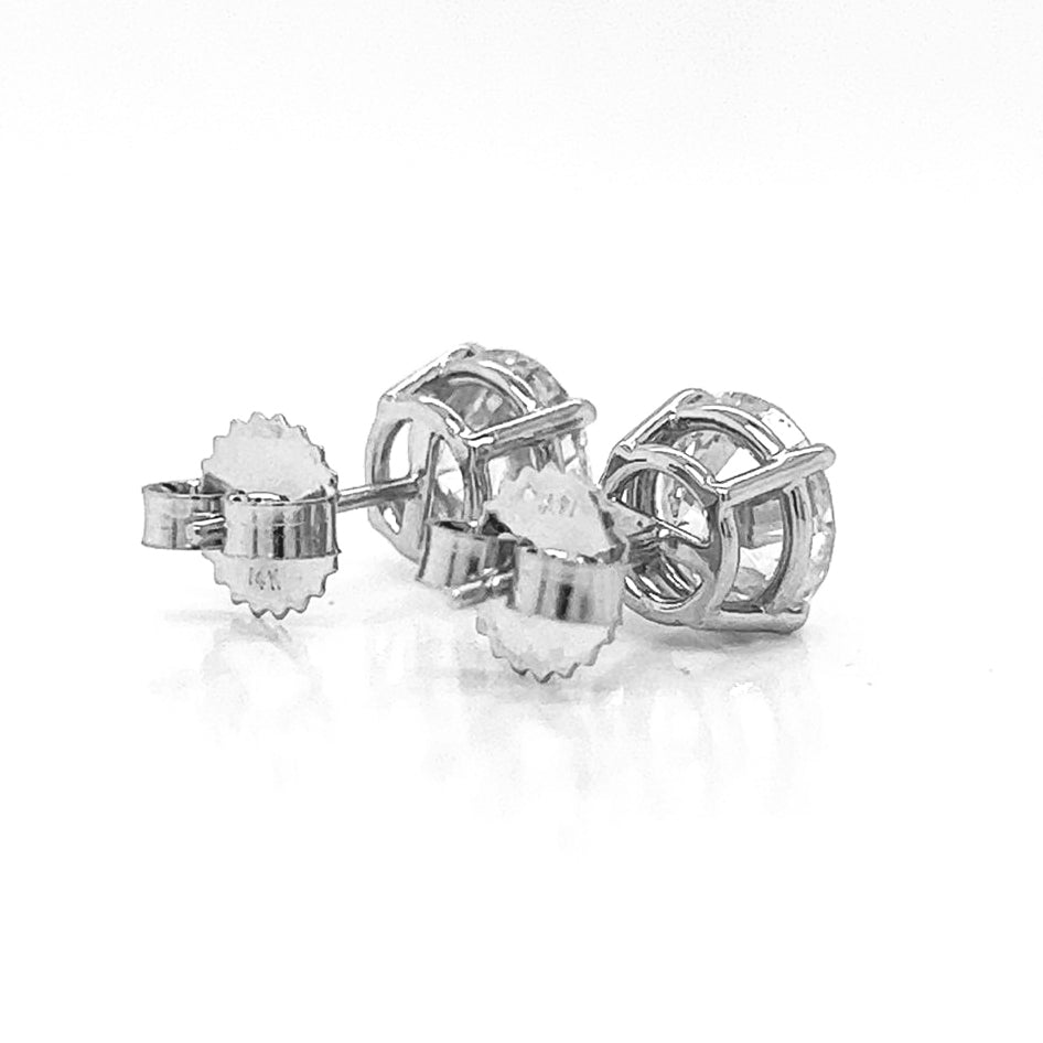 3.40 ct.tw. Natural Round Cut Diamond Stud Earrings, in White Gold